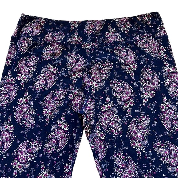 Lildy | Paisley Floral Super Soft Leggings‎ Capri High Waisted Navy/Pink … - Picture 1 of 7